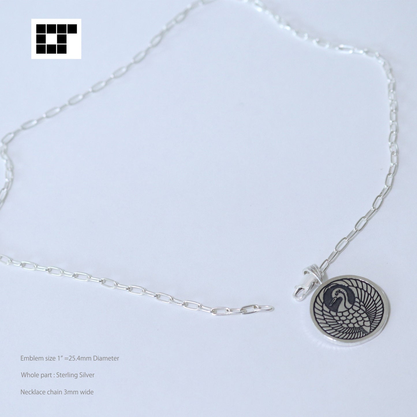1" = 25 mm Pendant - A crane in a circle - Tsurumaru