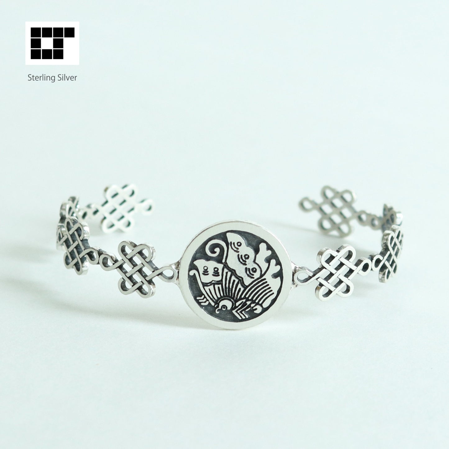 Bangle /Buttefly in a circle / Japanese Clan Crest / Sterling Silver