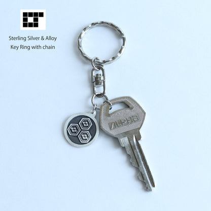 Key chain - Three of Hanabishi in hexagon in a circle - 丸に三つ盛り亀甲に花菱