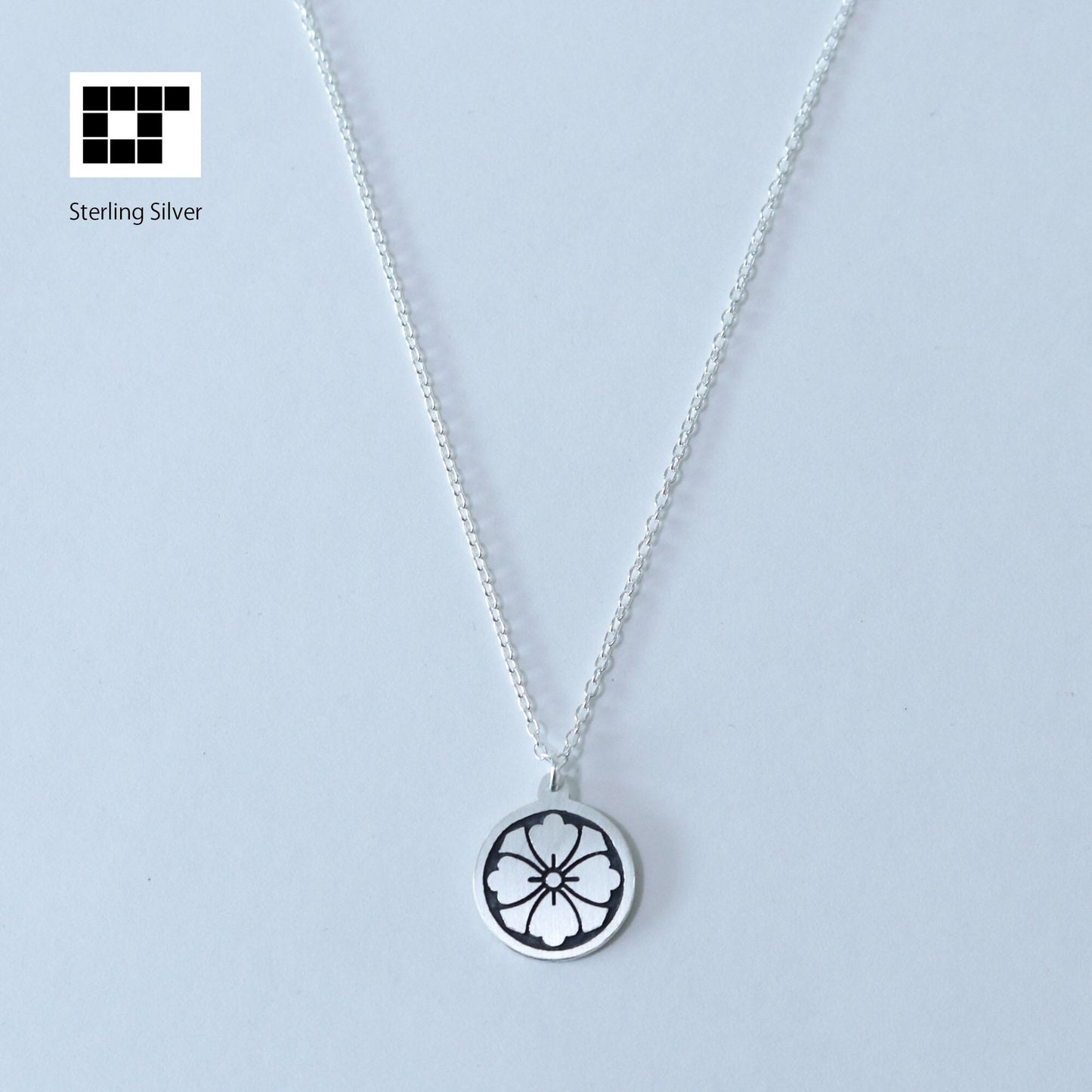 Hanabishi and swords square in a circle - Kamon Necklace - Japanese Clan Crest