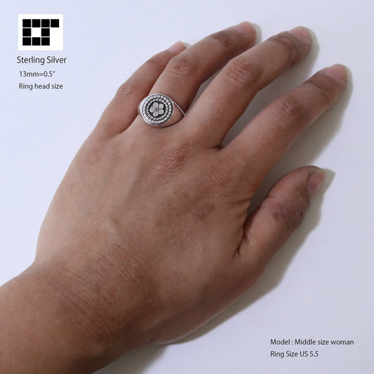 Chinese Bell Flower in wisteria circle - Small Ring - Japanese Kamon ring