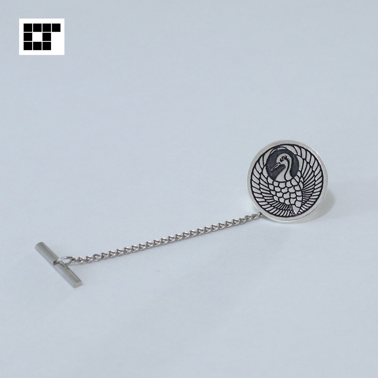 Crane in a circle - Japanese Kamon - Silver Cufflinks
