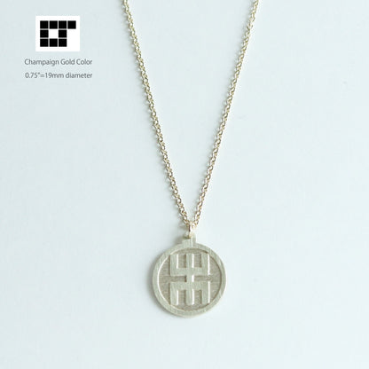 丸に木の角字 Maruni Kino Kakuji - Kamon Necklace - Japanese Clan Crest