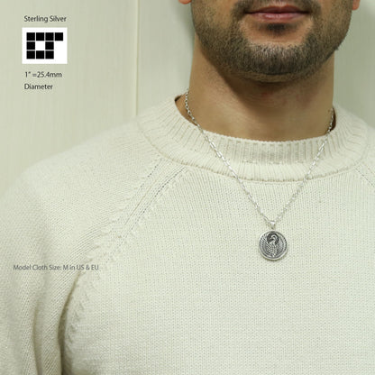 1" = 25 mm Pendant - A crane in a circle - Tsurumaru