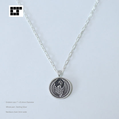 1" = 25 mm Pendant - Kenkatabami in a circle - wood sorrel and sword in a circle - Kamon Pendant - Japanese Family Crest