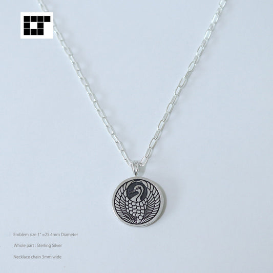 1" = 25 mm Pendant - A crane in a circle - Tsurumaru