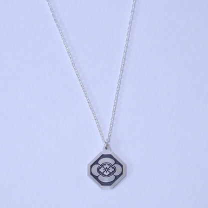 Pendant - Japanese Quince in a square trimmed corners
