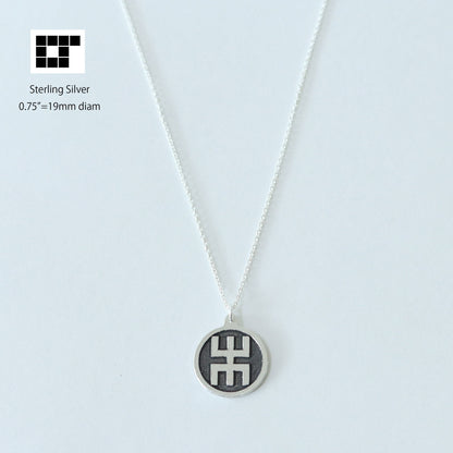 丸に木の角字 Maruni Kino Kakuji - Kamon Necklace - Japanese Clan Crest