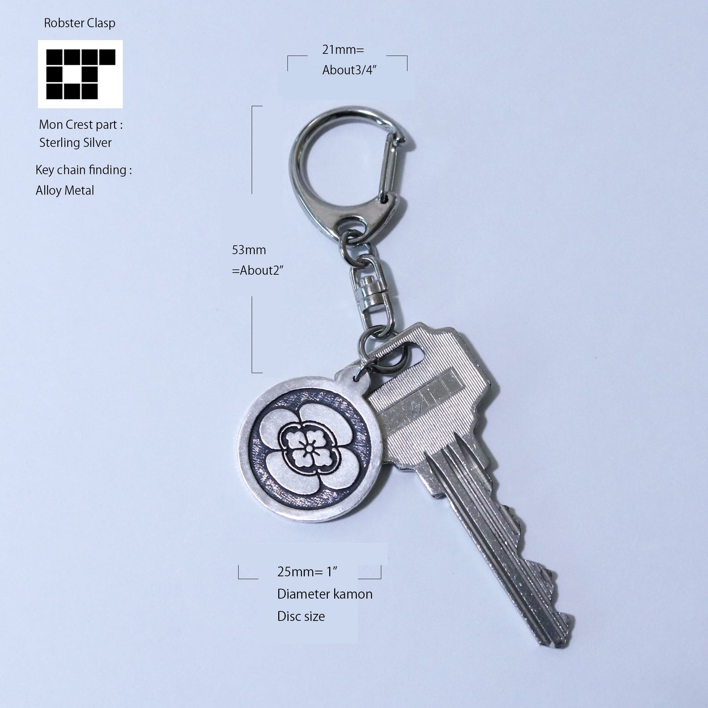 Key chain - Japanese Quince in a circle - 丸に木瓜