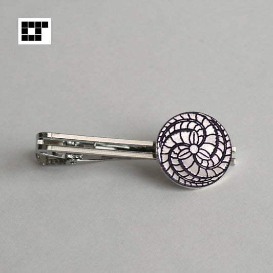 Tie bar - Three swirled wisteria - 藤巴