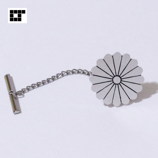 Chrysanthemum - Japanese clan crest - Silver tie tack / Lapel pin - Kamon