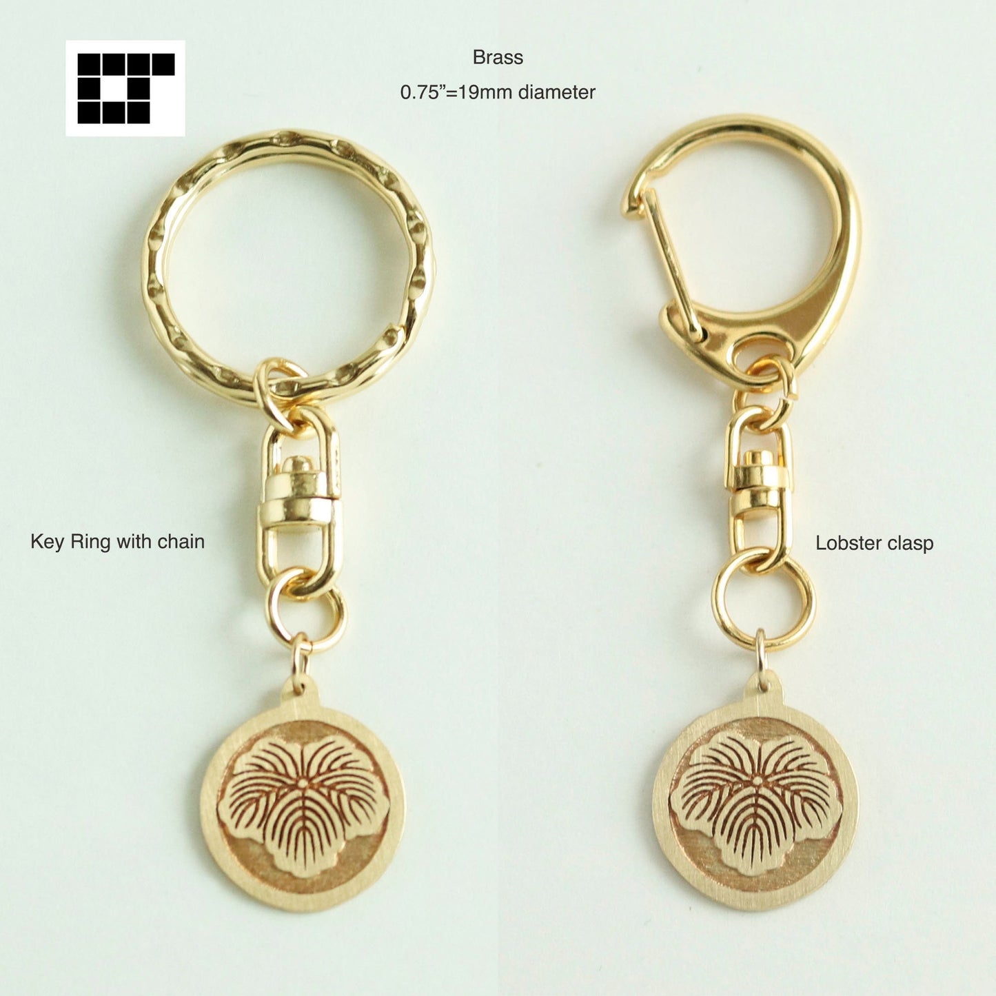 Key Chain - Seven Genji wheel - Japanese clan crest - Key Ring