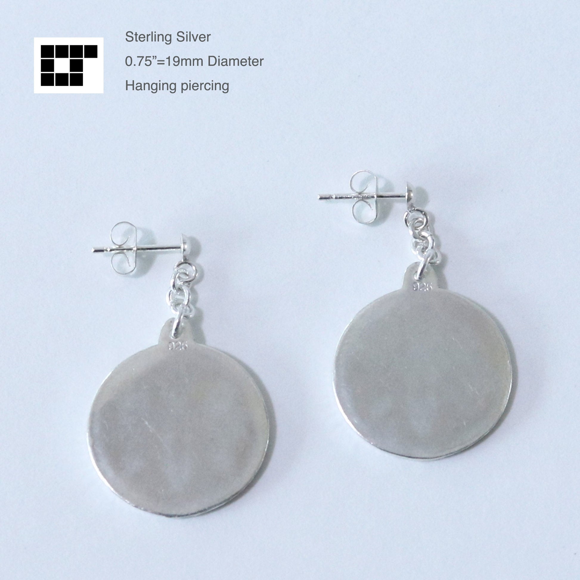 Crane in a circle - Tsuru Maru - Kamon Earrings - Silver Crest