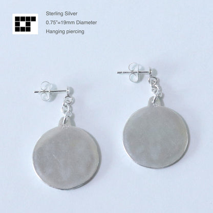 Crane in a circle - Tsuru Maru - Kamon Earrings - Silver Crest
