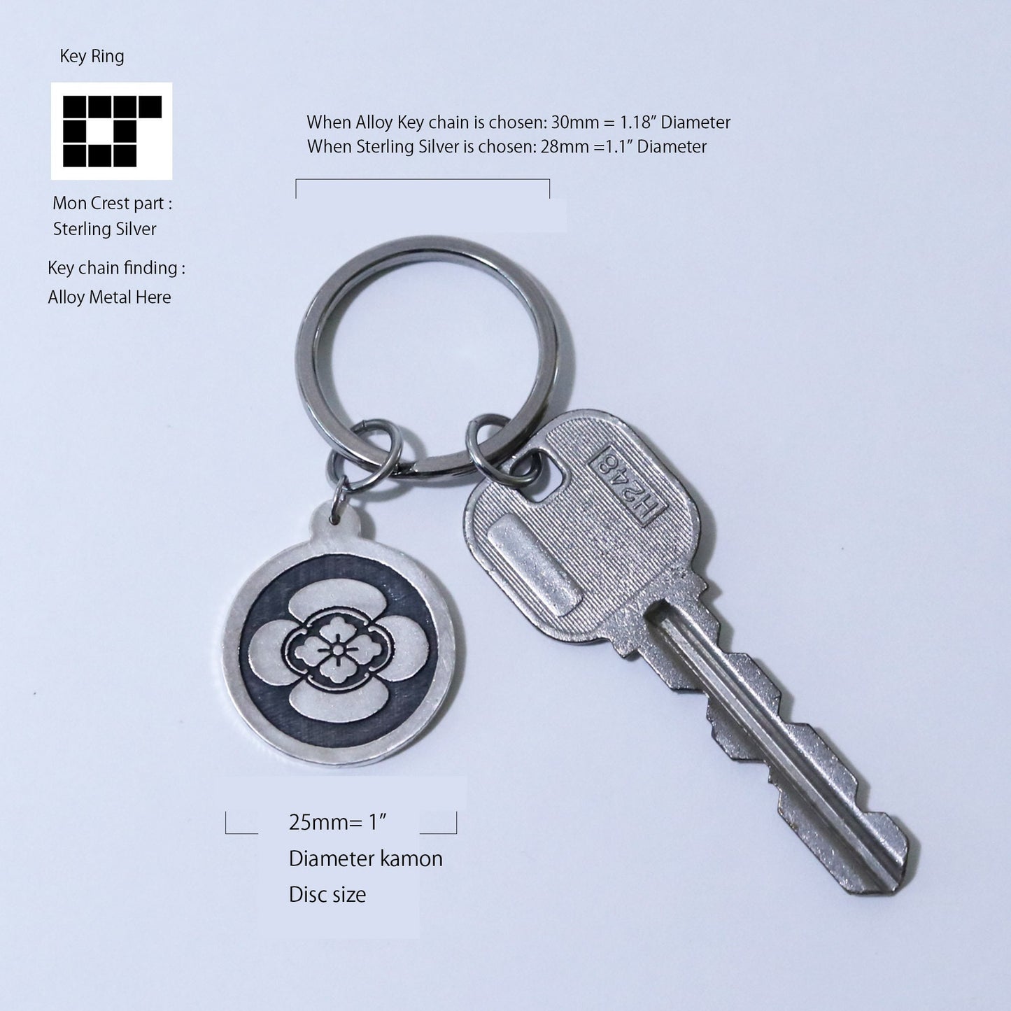 Key chain - Japanese Quince in a circle - 丸に木瓜
