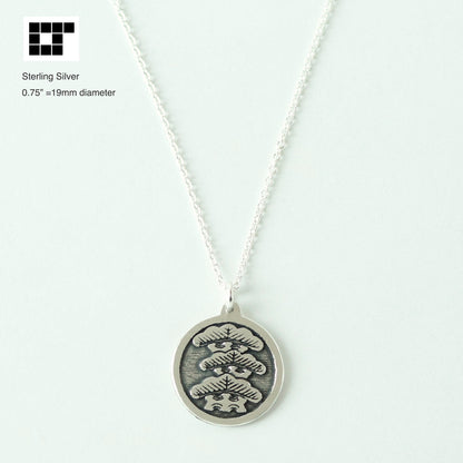 Tilting to Right Three-story Pine Tree in a circle - Japanese Clan Crest - Kamon