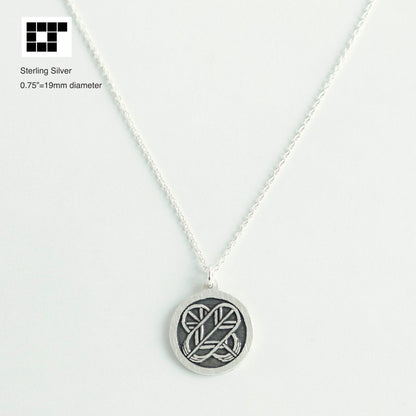 Pendant - Outlined Crossing Hawk Feathers in a Circle - Kamon