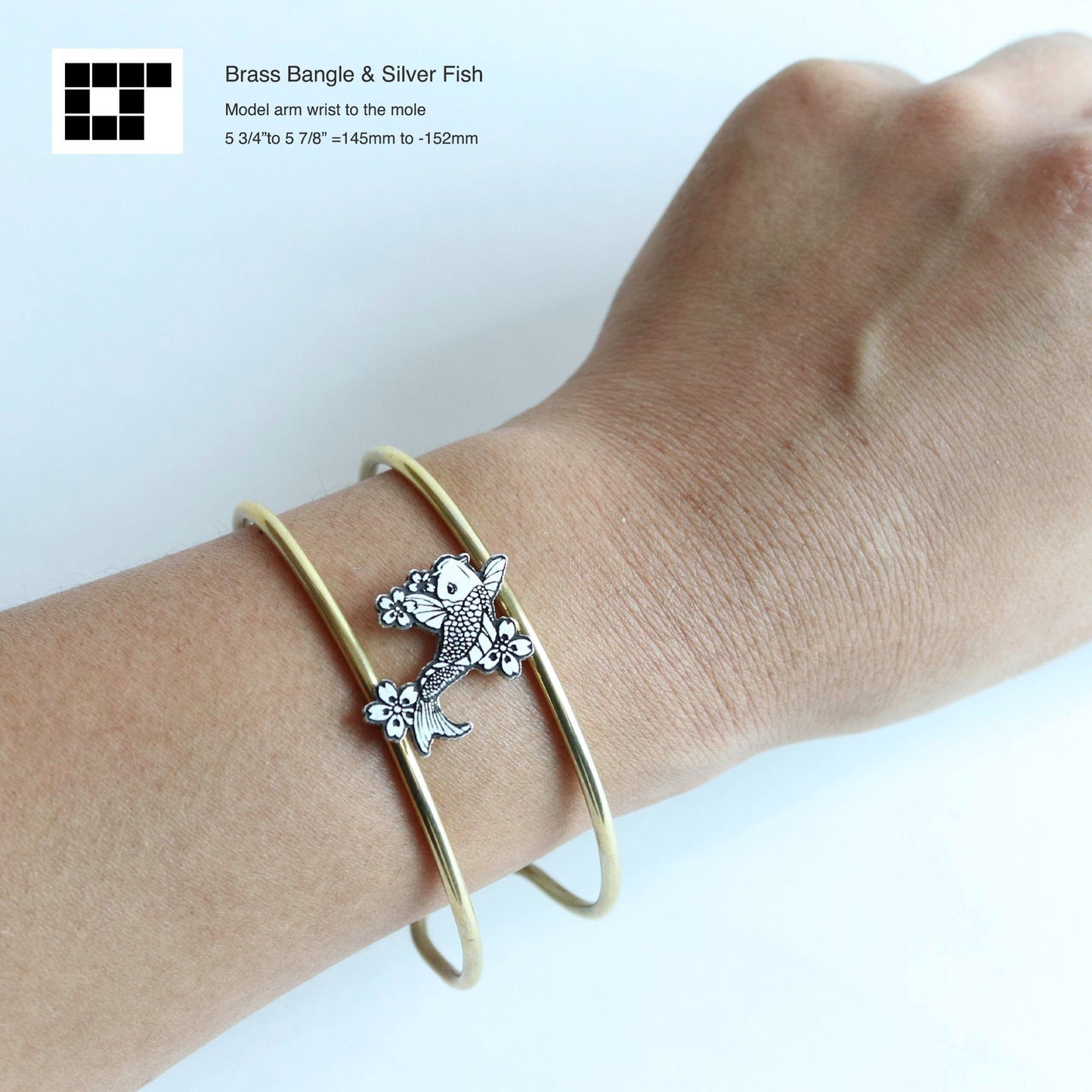 Bangle Cuff Bracelet - Minimal Elegant design - Brass - Koy Fish