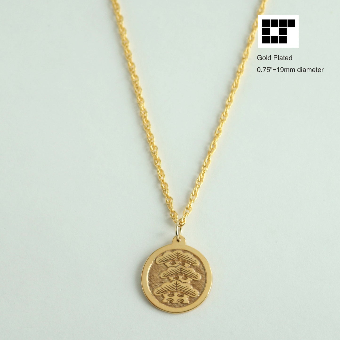 Tilting to Right Three-story Pine Tree in a circle - Japanese Clan Crest - Kamon