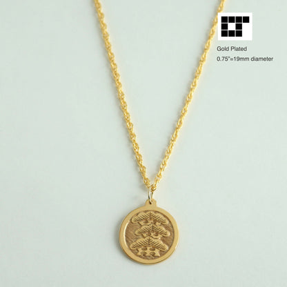 Tilting to Right Three-story Pine Tree in a circle - Japanese Clan Crest - Kamon