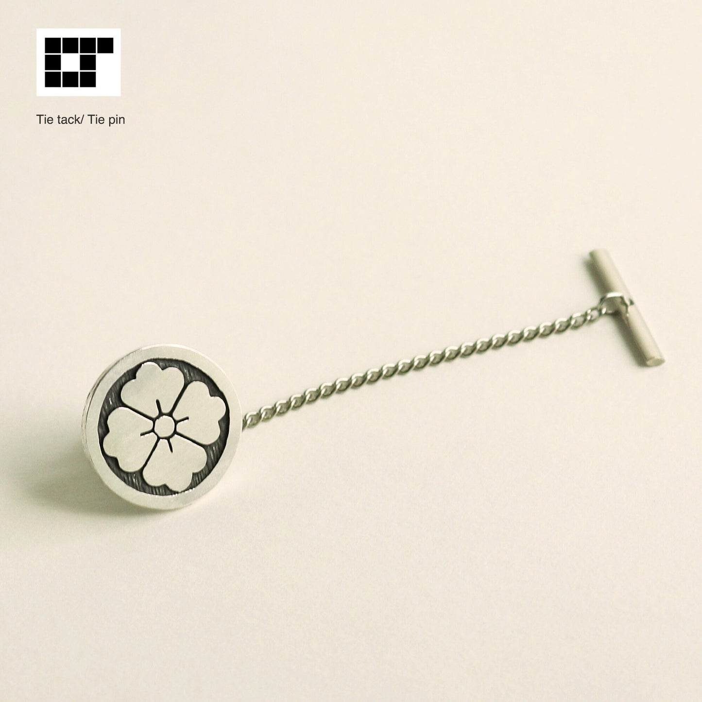 Hanabishi in a circle - Silver Tie Tack / Lapel Pin - Japanese Kamon