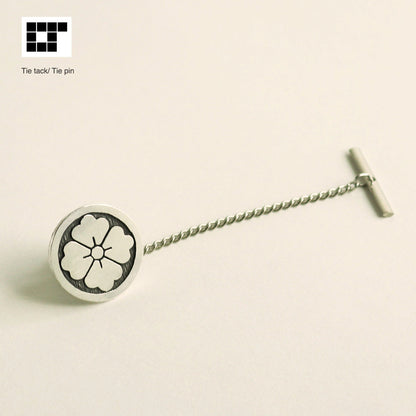 Hanabishi in a circle - Silver Tie Tack / Lapel Pin - Japanese Kamon