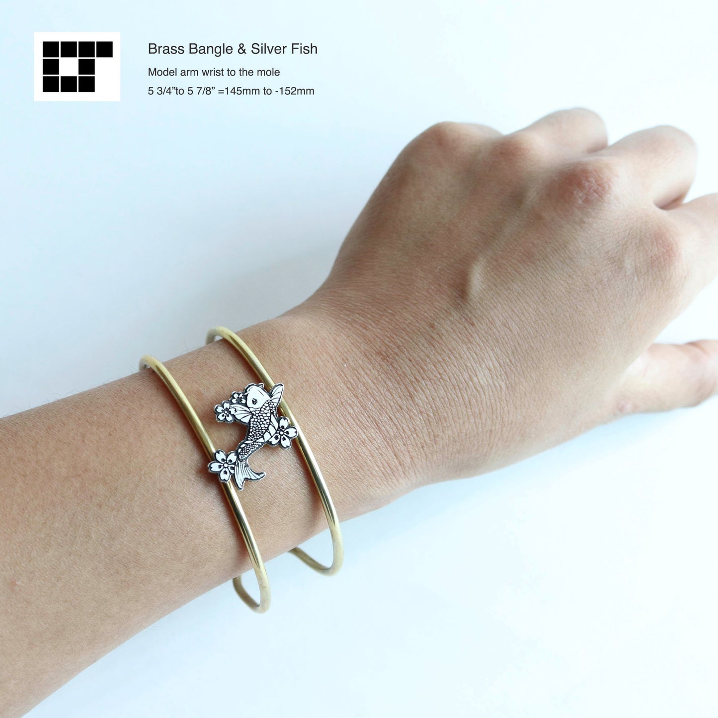 Bangle Cuff Bracelet - Minimal Elegant design - Brass - Koy Fish