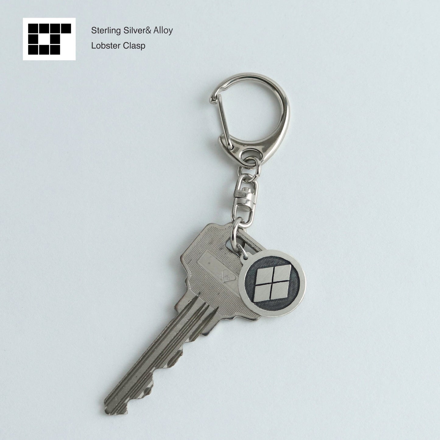 Silver Keyholder - Japanese Kamon - Clan Crest - Takeda Hishi in a Circle