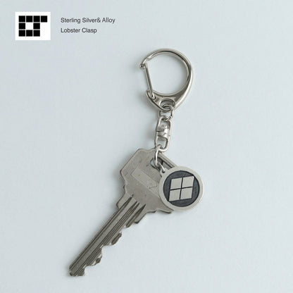 Silver Keyholder - Japanese Kamon - Clan Crest - Takeda Hishi in a Circle