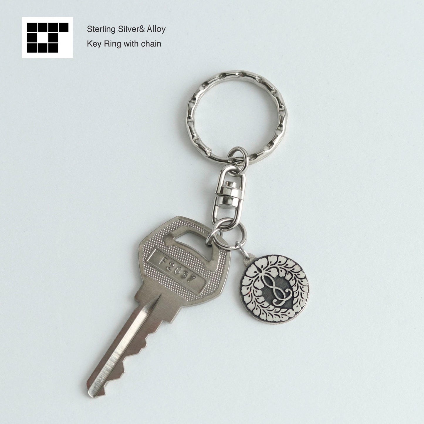 Rokujo Wisteria - Jodo Shinshu Emblem - Hongwanji-ha - Silver Key holder