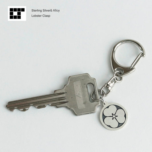 Wood Sorrel in a circle Kamon - Silver Japanese Clan Crest Key holder
