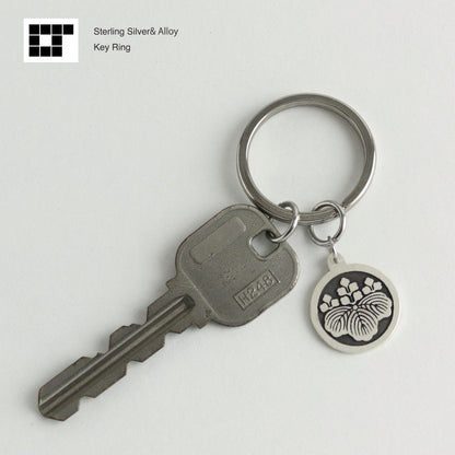 Paulownia Kamon Keyholder- Silver Japanese Clan Crest