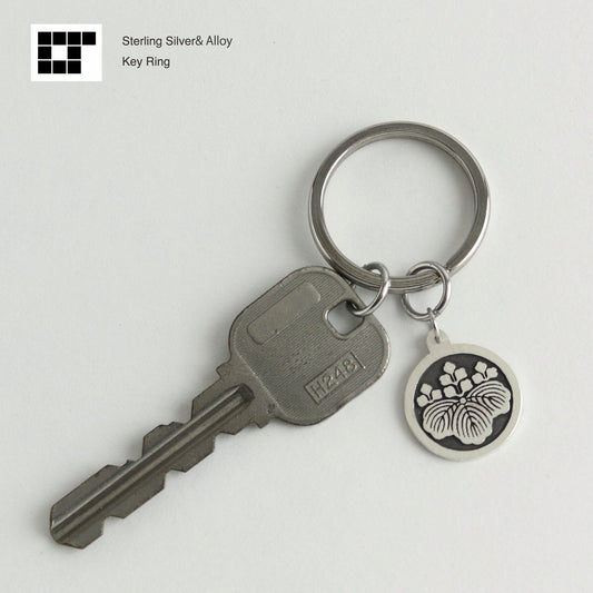 Paulownia Kamon Keyholder- Silver Japanese Clan Crest