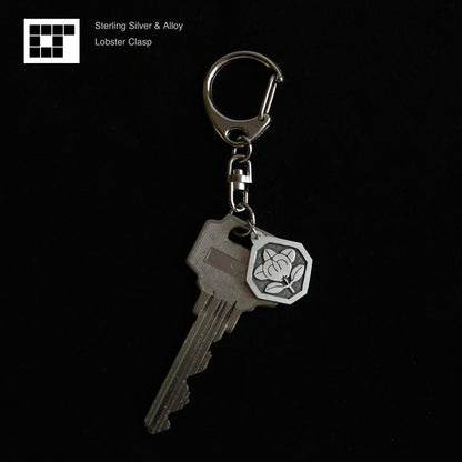 Tachibana in an octagon - Silver Japanese Clan Crest Keyholder