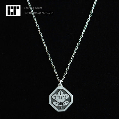 Tachibana in a square trimmed corners -  Japanese kamon pendant