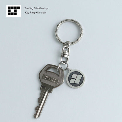 Silver Keyholder - Japanese Kamon - Clan Crest - Takeda Hishi in a Circle