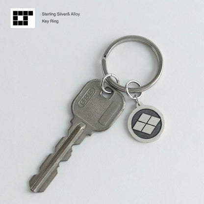 Silver Keyholder - Japanese Kamon - Clan Crest - Takeda Hishi in a Circle