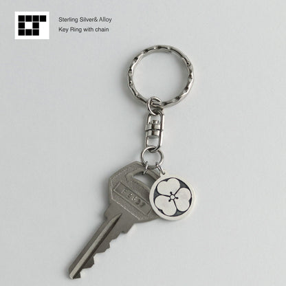 Wood Sorrel in a circle Kamon - Silver Japanese Clan Crest Key holder
