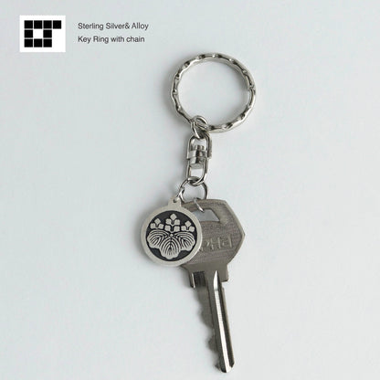 Paulownia Kamon Keyholder- Silver Japanese Clan Crest