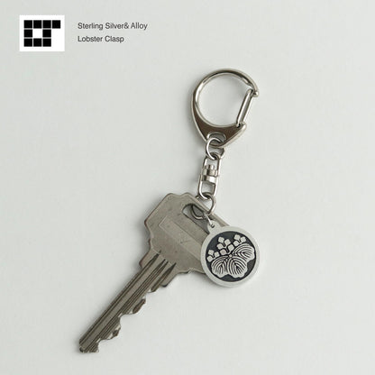 Paulownia Kamon Keyholder- Silver Japanese Clan Crest