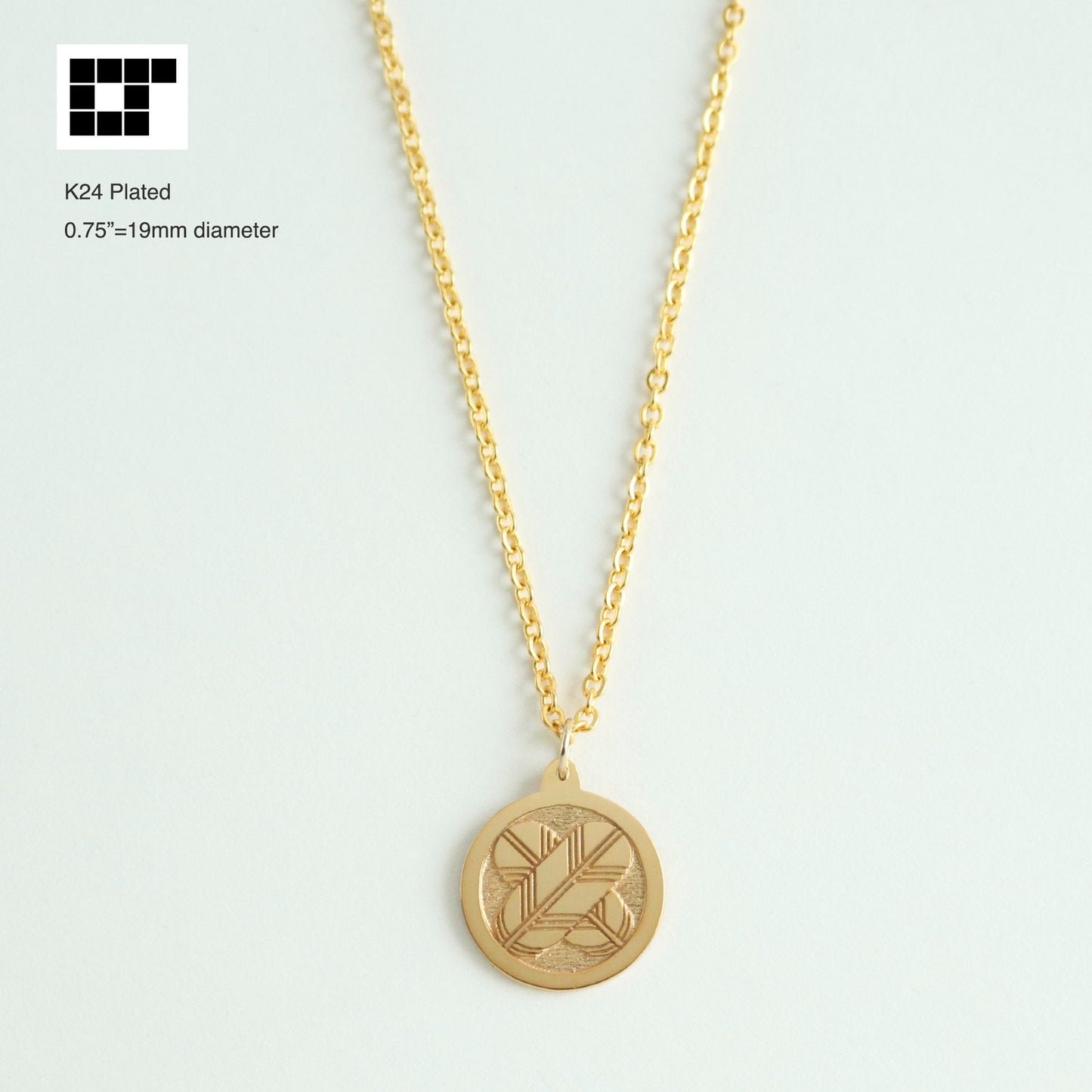 Pendant - Crossing Hawk feather in a circle - 丸に違い鷹の羽 - Maruni Chigai Takano Ha
