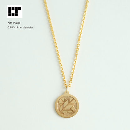 Pendant - Crossing Hawk feather in a circle - 丸に違い鷹の羽 - Maruni Chigai Takano Ha