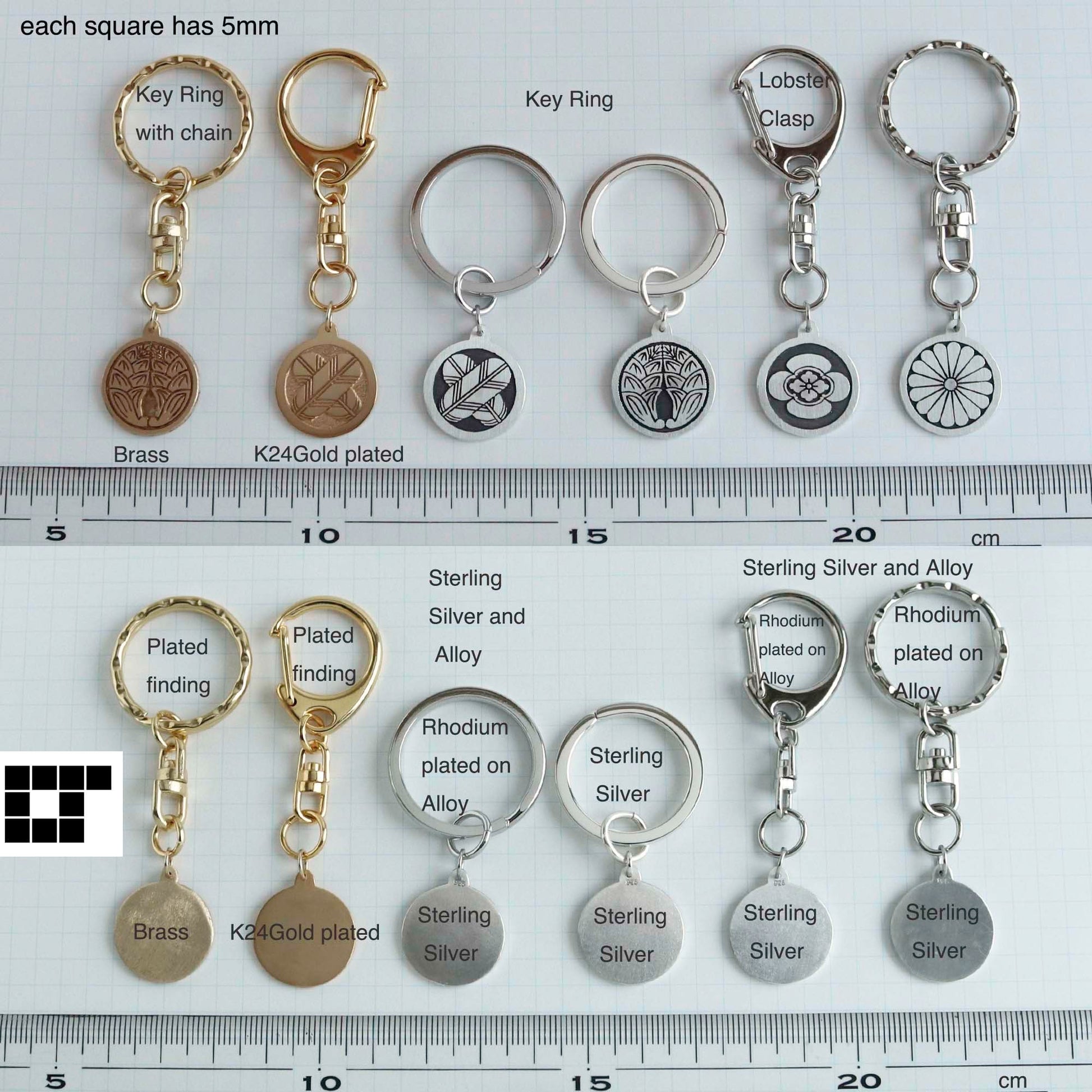 Three Swirled Wisteria - Fuji-tomoe - Key chain - Kamon - Japanese Family Crest