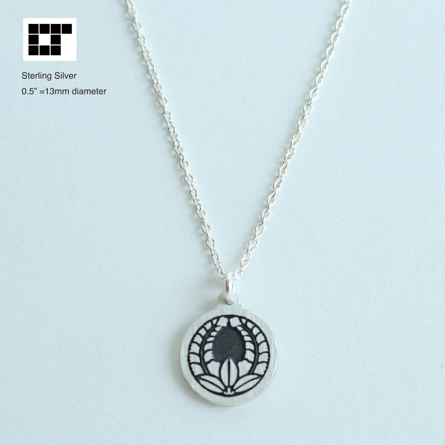 1/2"=13mm Pendant - Growing up wisteria in a circle - 丸に上り藤