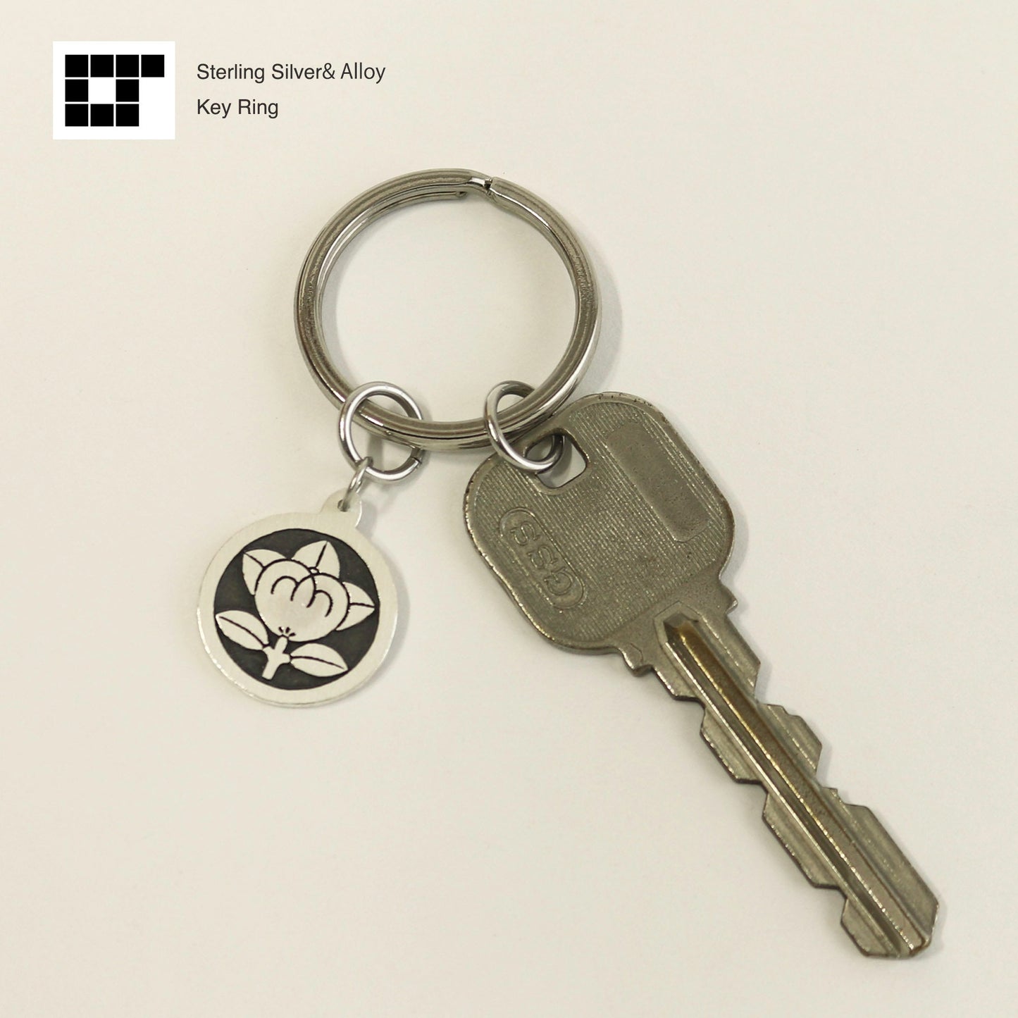 Tachibana in a circle - Silver Key holder - Japanese Clan Crest - Kamon