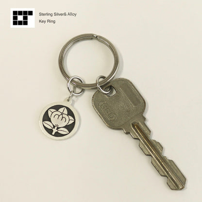 Tachibana in a circle - Silver Key holder - Japanese Clan Crest - Kamon