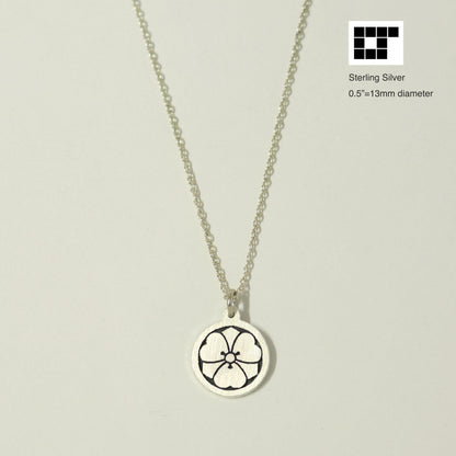 1/2"=13mm Pendant - Ken-katabami in a circle - 丸に剣片喰