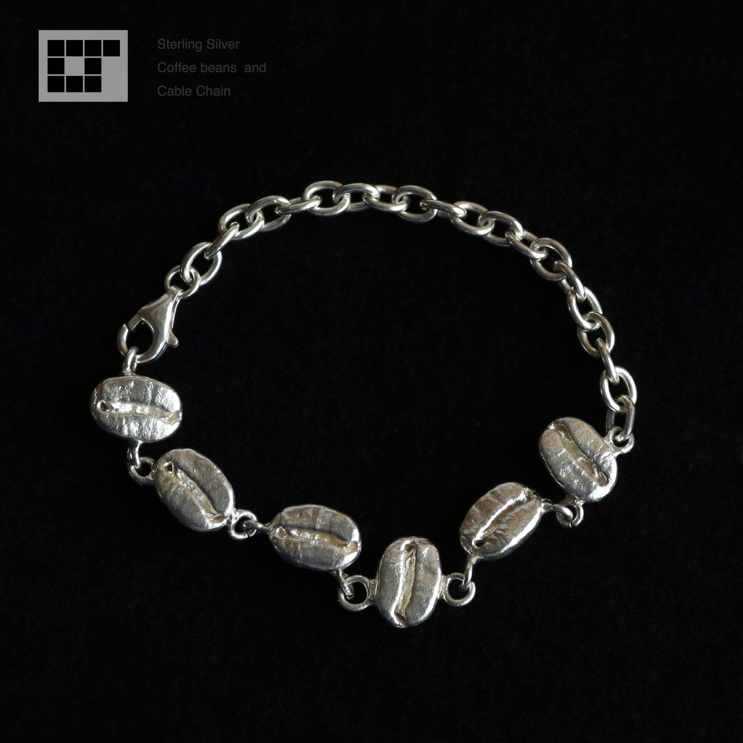 Coffee beans Sterling Silver Bracelet