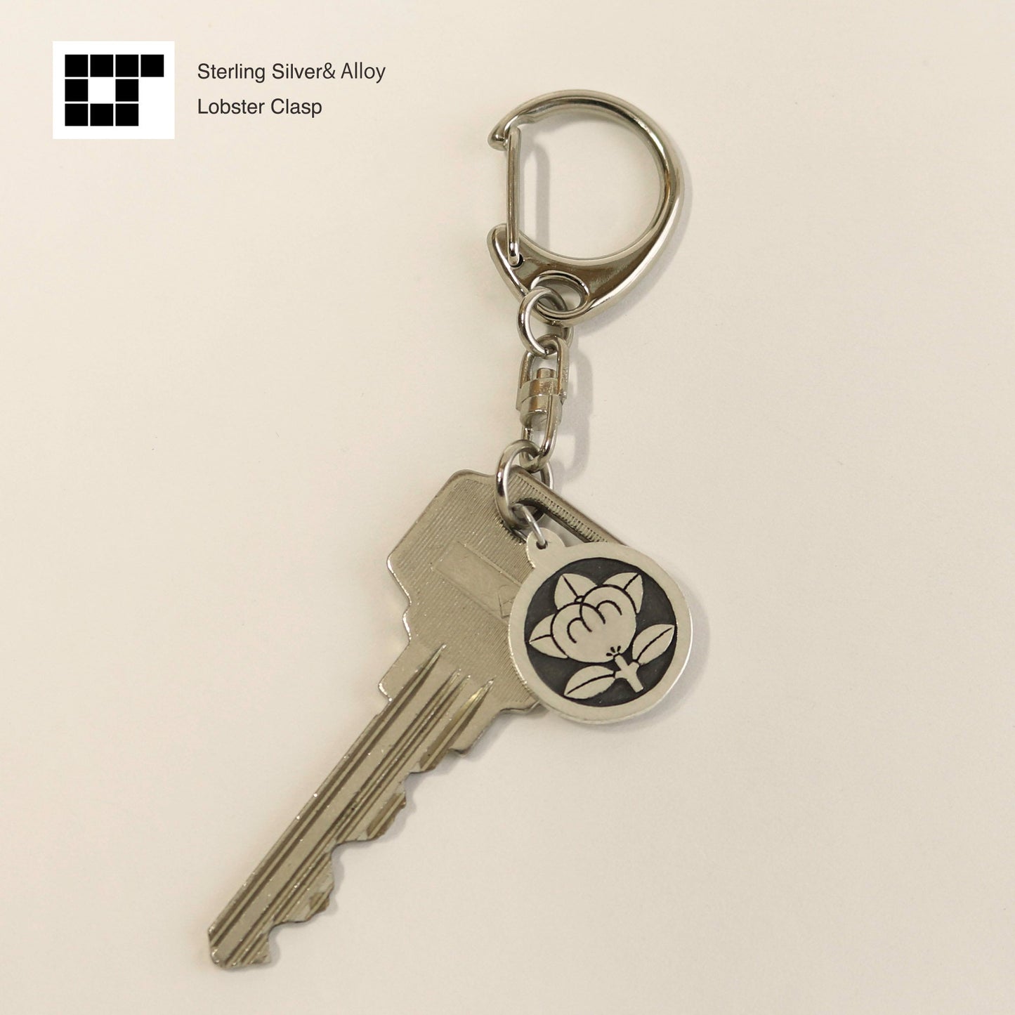 Tachibana in a circle - Silver Key holder - Japanese Clan Crest - Kamon