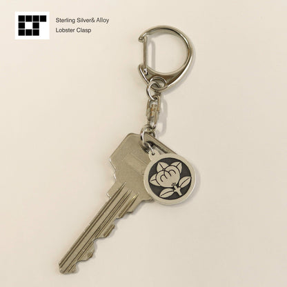 Tachibana in a circle - Silver Key holder - Japanese Clan Crest - Kamon